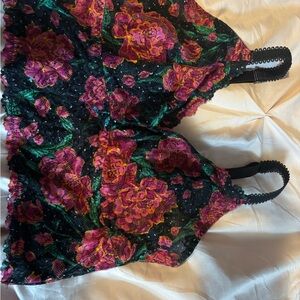 Torrid Black and Pink Floral Lace Bralette